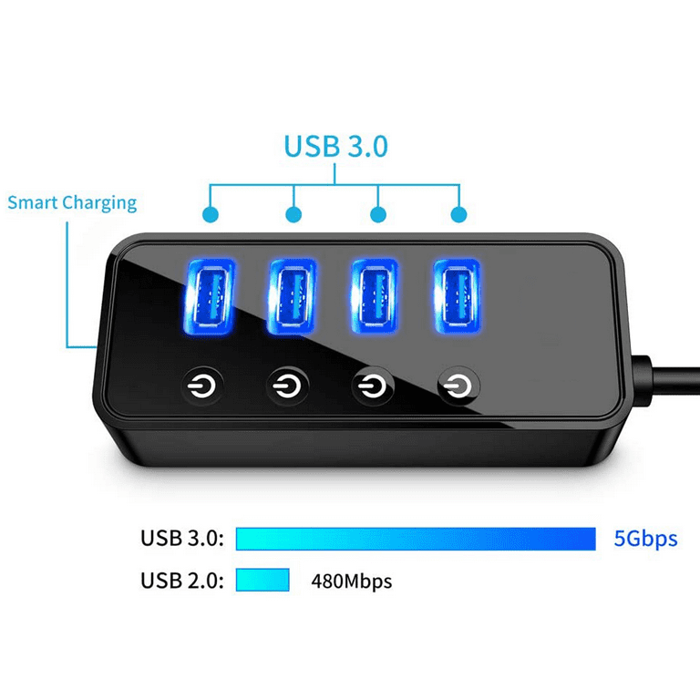 Hub 4 ports USB 3.0 noir avec alimentation 5V 3Amp à 39.9€ - Generation Net