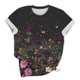 thumbnail image 2 of Yotami Women's Plus Size Graphic Top Floral Print Short Sleeve Summer Blouse for Weekend Crewneck Loose Fit T-Shirt Multicolor XL, 2 of 4