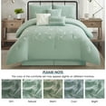 thumbnail image 3 of Lanco 7 Piece Green Comforter Set , California King Size Chain Stiching Embroidery Bedding , All Season Floral Leaves Bedding Set , Bed Skirt, Pillows & Shams, 3 of 7
