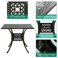 thumbnail image 2 of VIVIJASON 5-Piece Outdoor Patio Dining Set, All-Weather Cast Aluminum Conversation Set for Balcony, Patio Furniture Set Include 4 Swivel Cushioned Chairs, 1 Square Table w/Umbrella Hole, Red Cushion, 2 of 7