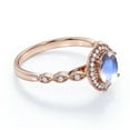 thumbnail image 3 of JeenMata 1.75 ct Vintage Art Deco Oval Blue Moonstone and Moissanite Halo Wedding Ring in 18K Rose Gold over Silver, 3 of 6