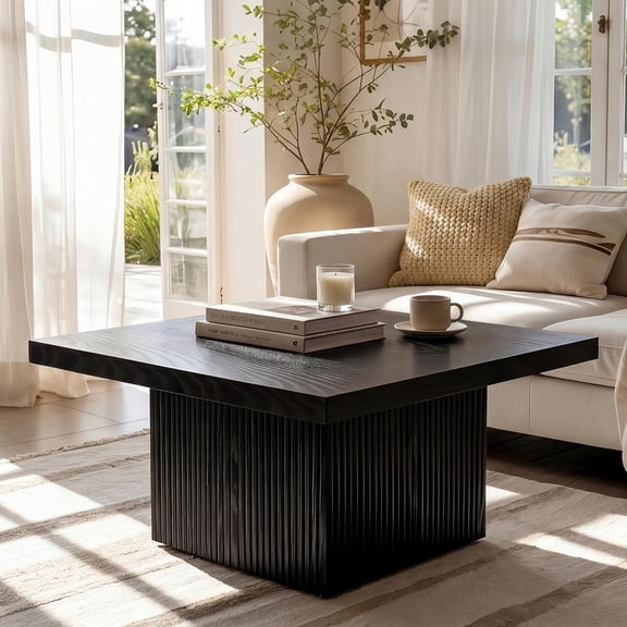 Tribesigns Square Coffee Table, 31.5" Wooden Table for Living Room, Small Spaces, Black