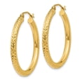 thumbnail image 3 of 14k Yellow Gold Sparkle-Cut 3mm Round Hoop Earrings - 2.2 Grams - Measures 29x29mm, 3 of 3