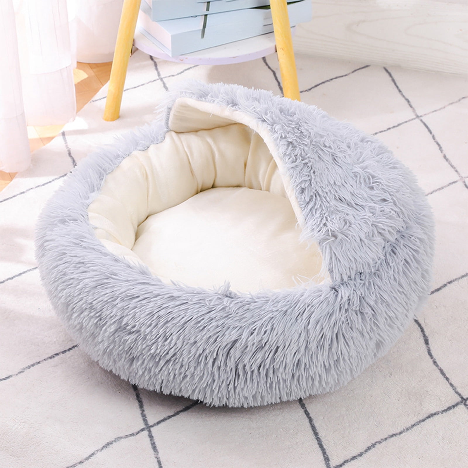 Cat Bed for Indoor Cats, Medium Large Cats Cave Bed, Machine Washable Slip Resistant Bottom, Ultra Soft Plush Cushion, Clearance