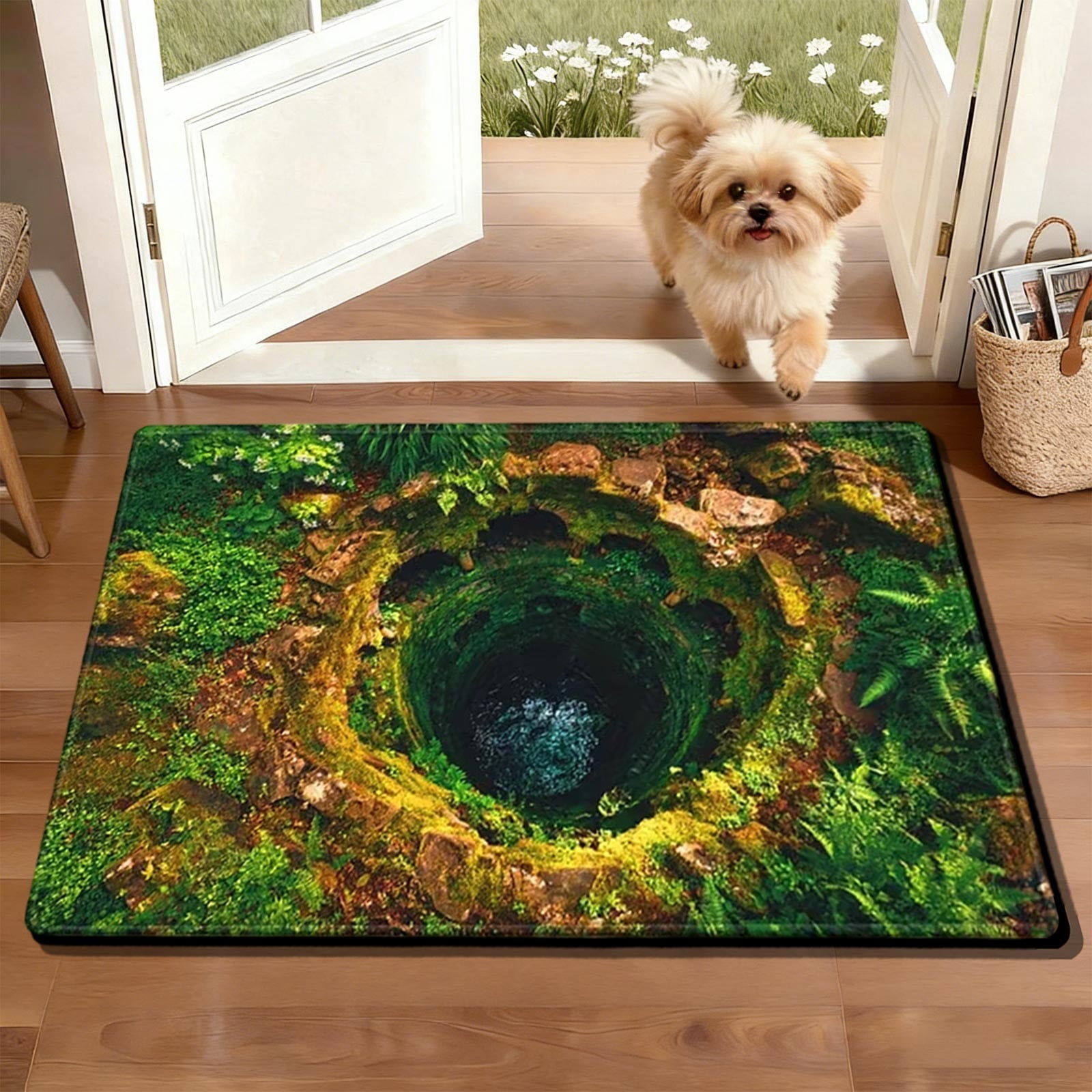 Tapis d'Entrée à Illusion d'Optique, 40X60Cm Antidérapant pour Salle de Bain et Porte d'Entrée, Absorbant l'Eau, Décoration Moderne pour la Maison