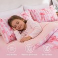 thumbnail image 3 of Btargot 5 Piece kids Comforter Set for Girl Stripe Bows Love Pink Bedding Set Bed-in-a-Bag, 3 of 8
