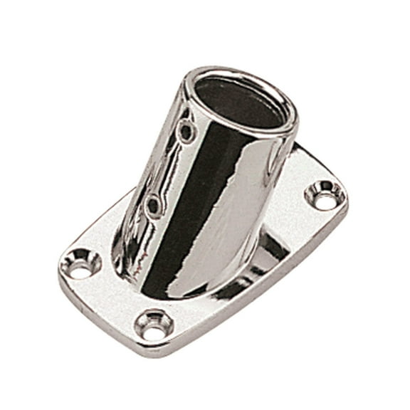 Sea Dog Rail Base Fitting 60-Degree Rectangular Base Tube, O.D. 7/8", #10 FH Fasteners, Zinc Chrome-Plated