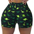 thumbnail image 2 of Fuzoiu Dinosaurs Print Women's Workout Shorts,Workout Biker Shorts Women,Exercise Fitness Shorts,Scrunch Short, Athletic Shorts for Gym Yoga Running Sport Active-Large, 2 of 8
