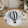 thumbnail image 3 of Round Area Rugs 4Ft, Hot Air Balloon Non-Slip Washable Circle Rugs Carpet, Retro Black White Stripes Balloons Simple Art Indoor Outdoor Rug Floor Mats Throw Runner for Bedroom Living Room Bathroom, 3 of 8