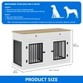 thumbnail image 3 of Dextrus 60" Large Double Door Dog Crate Furniture with Locks, Indoor Dog Cage Table with Removable Divider & 2 Storage Drawers, White, 3 of 10