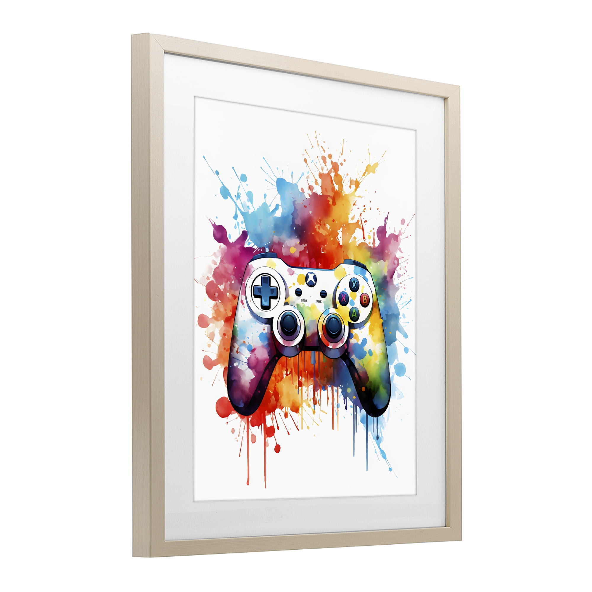 Stupell Industries Color Burst Game Controller Birch Framed Print Under Glass, design by Creative Studio