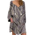 thumbnail image 1 of Vestido de mujer Vintage Casual Vestido con cuello en V Manga larga Suelto con flecos Midi Vestido Pompotops  ghjkhdj17365, 1 of 5