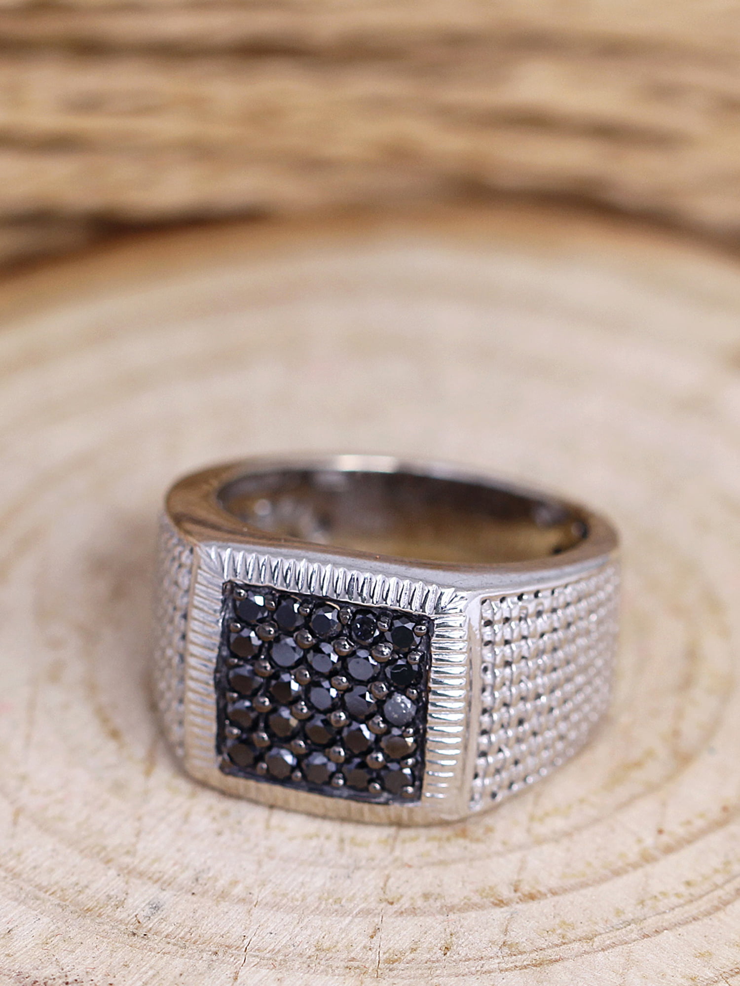 JewelersClub Black Diamond Rings for Men – 1CTTW Genuine Black Diamond Ring  for Men – Hypoallergenic Sterling Silver Ring Men – Real Diamond Mens 