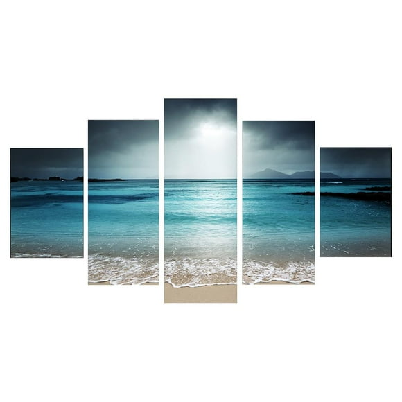 Elodie 1 Set of 5PCS Assorted Size Modern Art Canvas Art Wall Painting Beach Sunset Print Charms Home Cafe Hotel Wall Decor 40/60/80cm