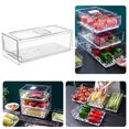thumbnail image 1 of Organizador Refrigerador Apilable Cubos Caja Almacenamiento Con Bandeja Drenaje Reutilizable para Alimento Carne, 1 of 9