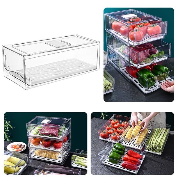 Caja Almacenamiento Congelada para Alimentos Hugtrwg con bandeja drenaje Reutilizable