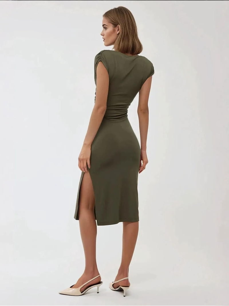 knee length dresses for ladies Bodycon Collection Women's White Long Sleeve Bandage Dress, Pearl White, XL main image 0