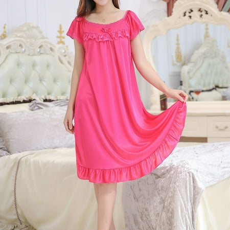 

Girl s Oversize Nightgown for Summer Short Sleeve Lace Ruffle Trim Pajama Dress