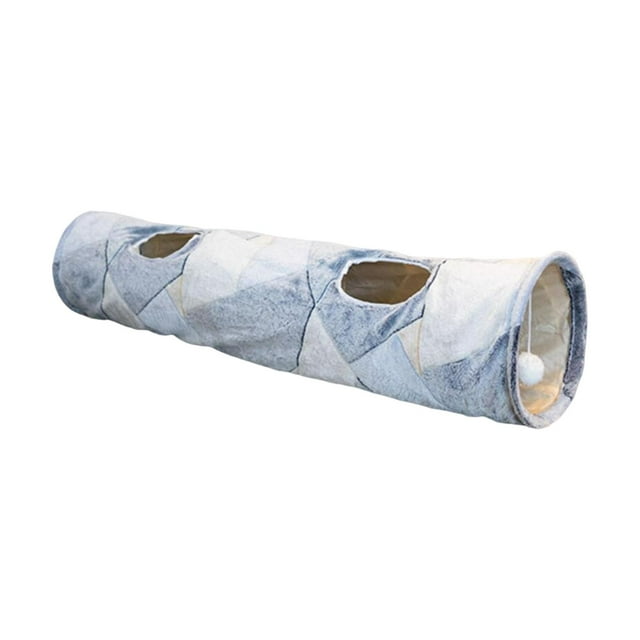 para gatos, plegable con bola de felpa, cama para gatos, juguete de juego largo interactivo autoluminoso para , rompecabezas, gatitos, , Líneas Irregulares Sunnimix Gato Túnel