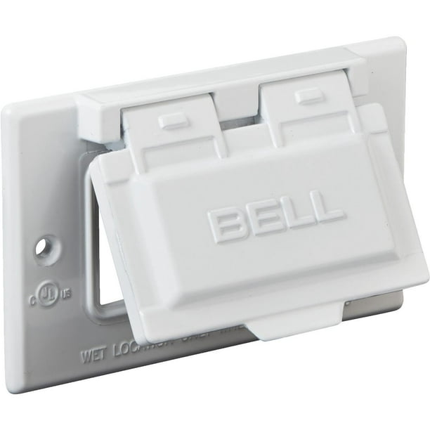 Bell Single Gang Rectangular Aluminum White GFCI Outdoor Box Cover 5101