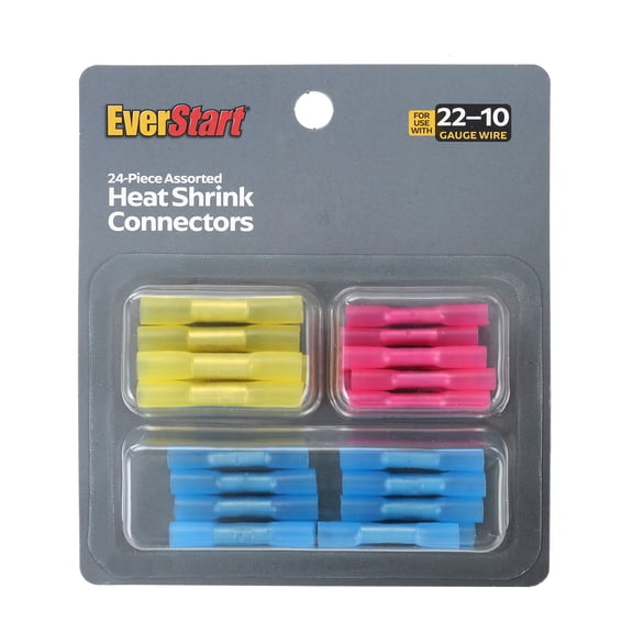 EverStart 24-Piece Heat Shrink Splice Connectors Kit, Red, Yellow, Blue, UL