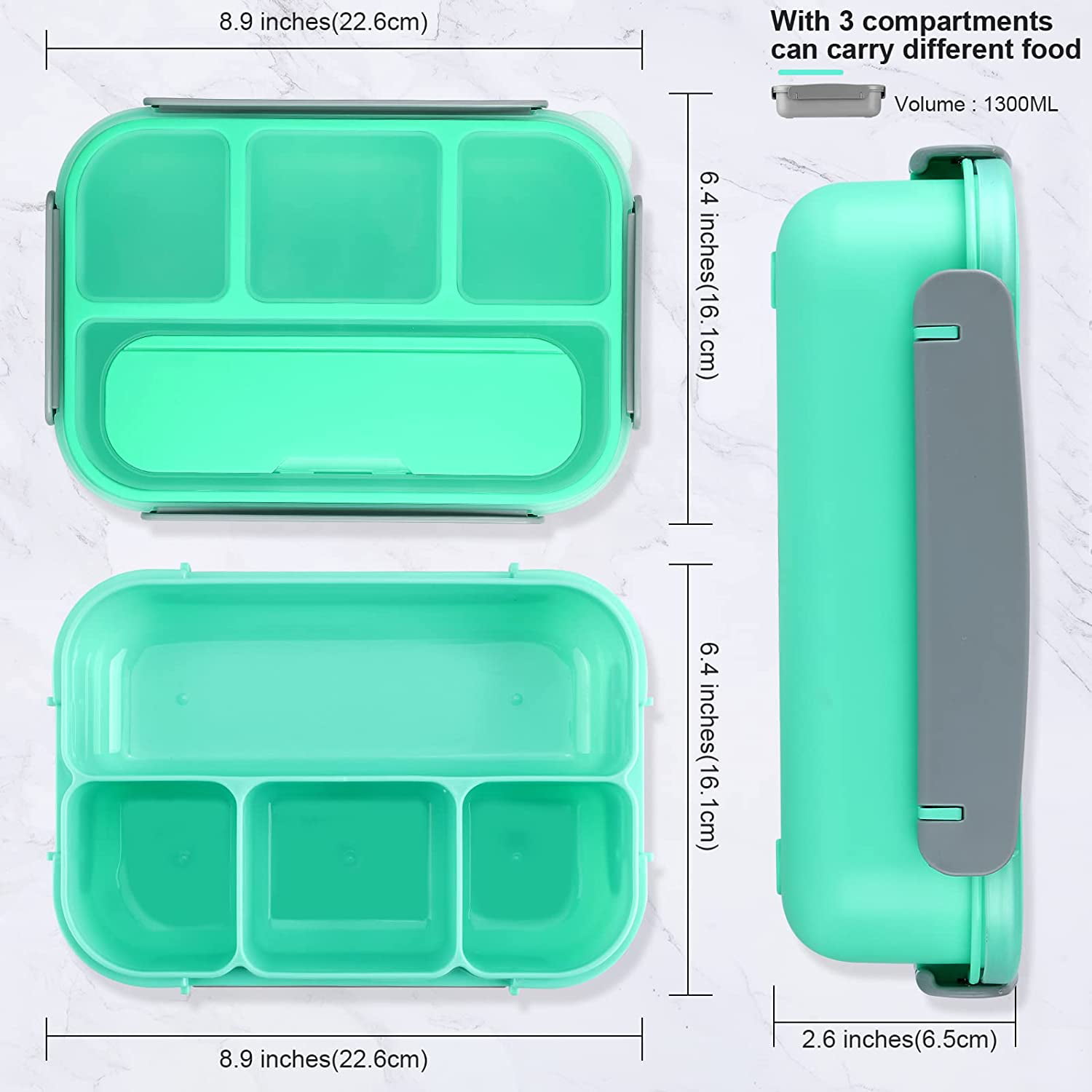 Sunhanny Bento Box Adult Lunch Box,1150ml/30oz Lunch Containers for Adults  Men Women, Lunchable Containers Green