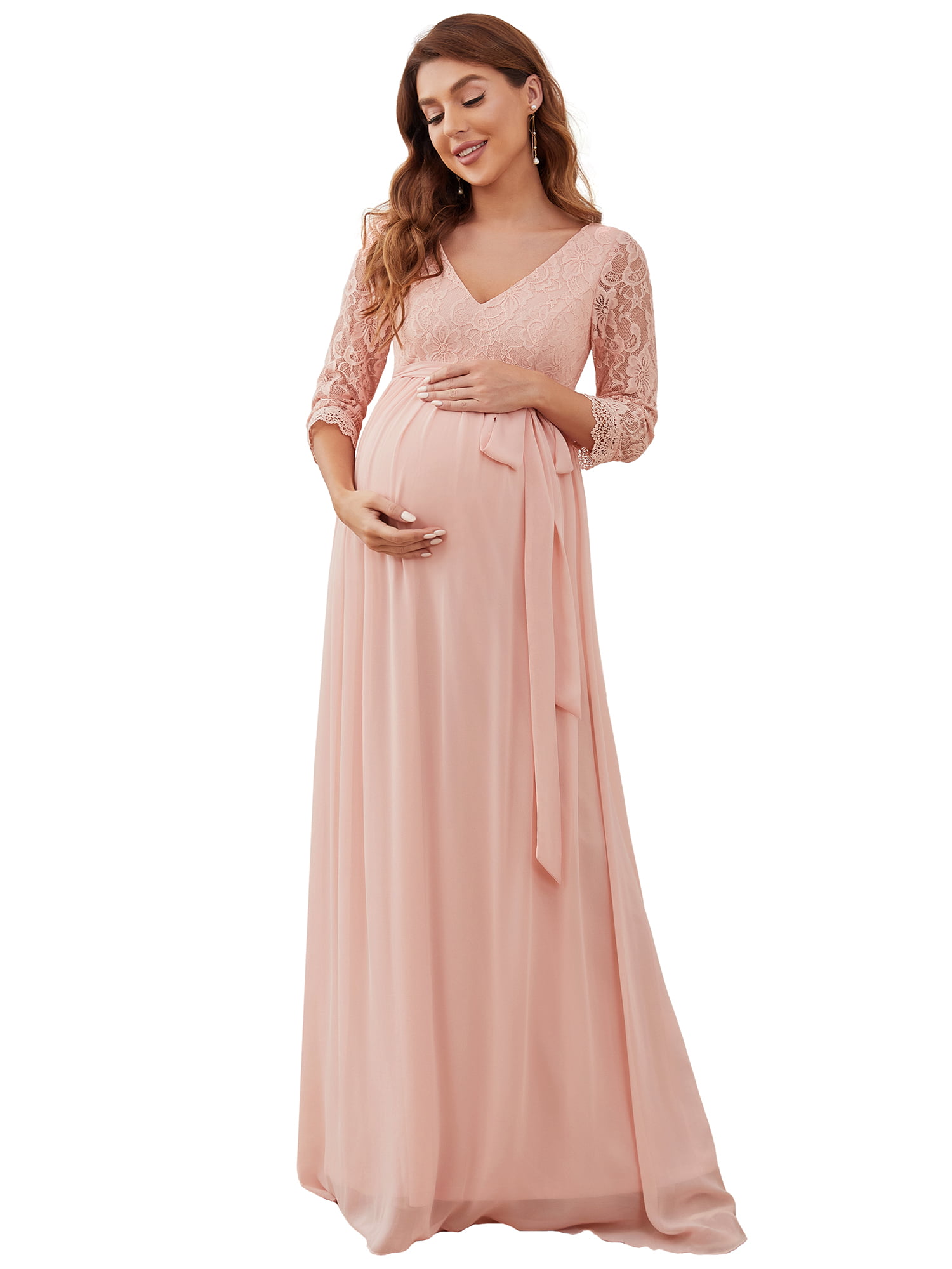 Ever-Pretty Women's Ruffles Sleeve V Neck Empire Waist A Line Floor Length Maternity Evening Dresses EY20795