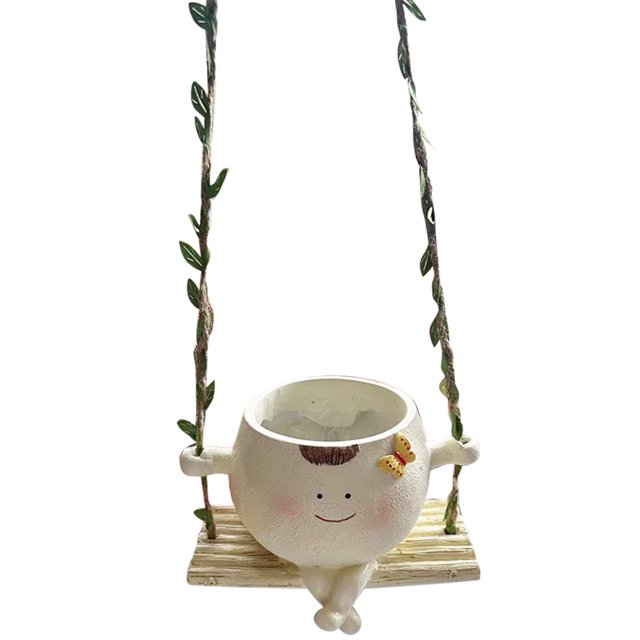 Maceta Con Cara Y Columpio Creativa para Plantas Interior Exterior