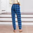 thumbnail image 4 of Qulqfy Blue Pants for Women Plaid Lounge Pants Trendy High Waisted Jogger Fall Pants for Women, 4 of 6