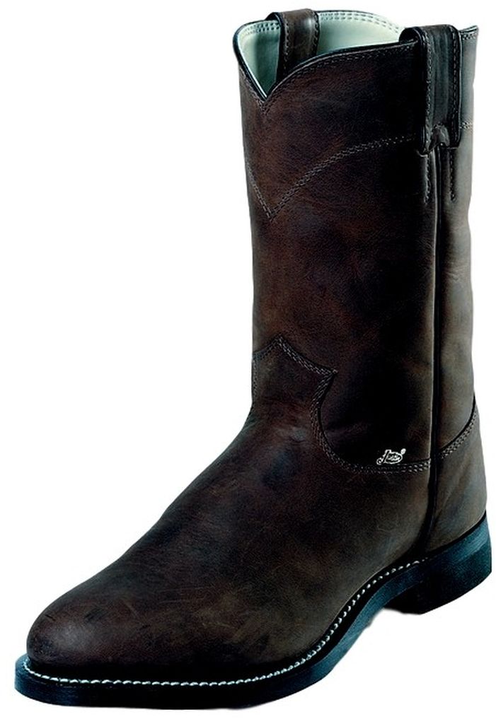 Justin Western Boots Mens Leather Roper Bent Rail Western Brown JB3001