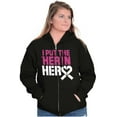 thumbnail image 3 of Breast Cancer Awareness Her in Hero Zip Hoodie Sweatshirt Women Brisco Brands S, 3 of 6