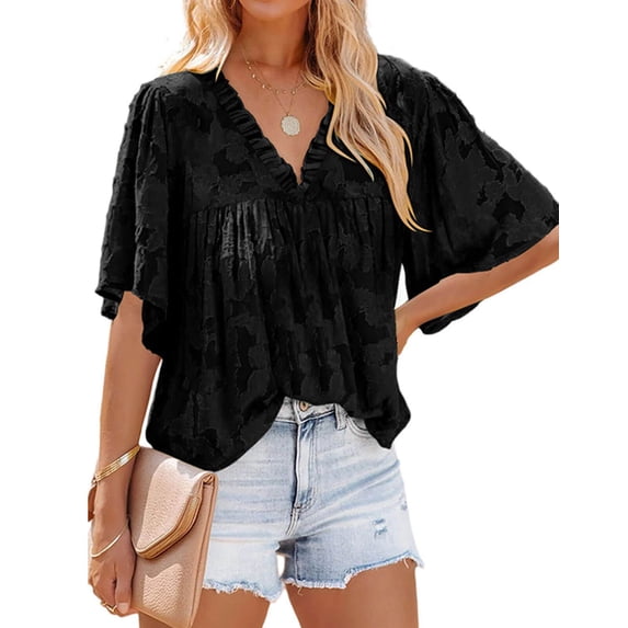 Summer Tops for Women Chiffon Womens Tops Flared Sleeve Going Out Tops Alsol Lamesa