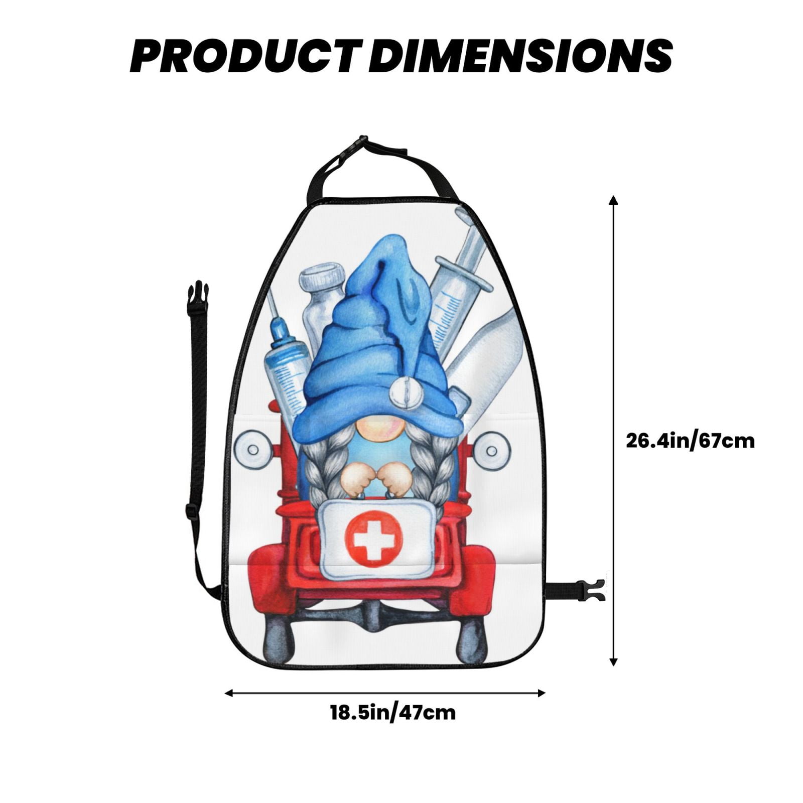 Kdxio Medicine Gnome Truck Red Print 2 Pack Car Kick Mat Seat Cover Back Protector Mat with Pockets for Organizer Backseat Protector and Storage Anti Kick Pad for Vehicles