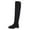 Black, variant on Knee High Boots Women Casual Stretch Suede Over the Knee Boots Chunky Lug Sole Zipper Long Riding Booties Round Toe Dress Thigh High Boots