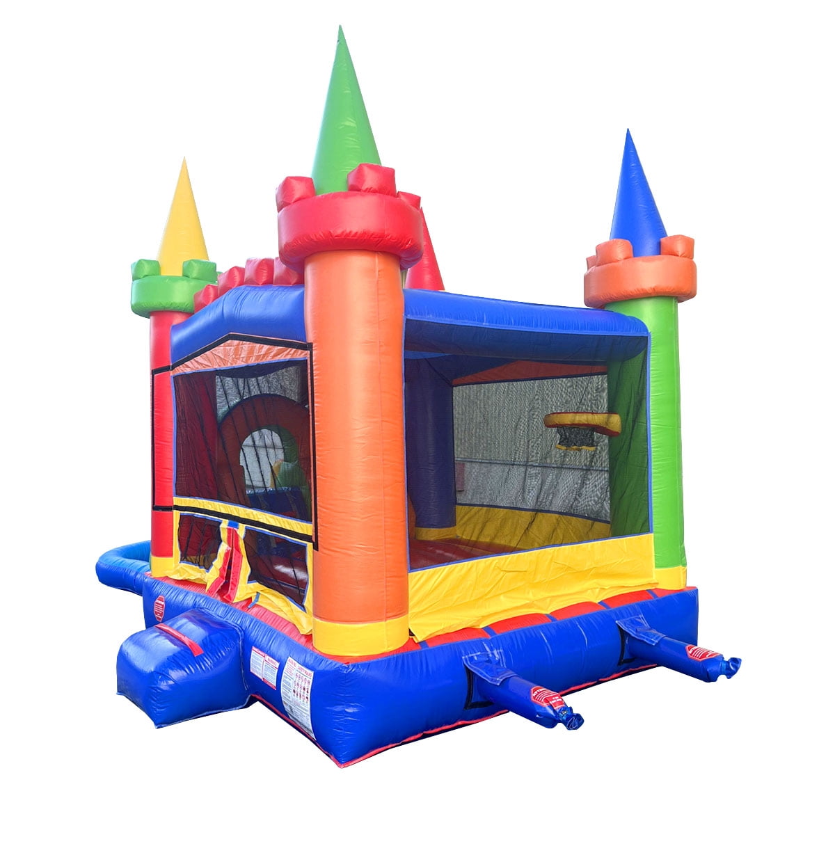 Pogo Bounce House Crossover Bounce House with Water Slide, Modular Rainbow Dual Slide with Splash Pool