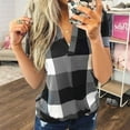 thumbnail image 5 of Guardurnaity Camiseta de mujer con cuello en V y manga corta con estampado a cuadros, blusa informal Prendas para la parte del cuerpo Gris S Guardurnaity AP001851-09, 5 of 5