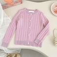 thumbnail image 5 of Guluxicc Kids Girls Solid Color Stretch Knit Cardigan Crew Neck Long Sleeve Sweater 1-10 Years, 5 of 6