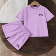 thumbnail image 5 of hengsof Girls Printed Athletic Two Piece Set, Short Sleeve Round Neck T Shirt and Matching Shorts for Play, Big Kids Ages 3 to 14 Years, Casual Outfit, 5 of 6