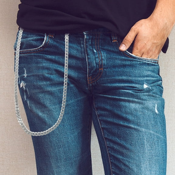 Topbathy 1Pack Mens Trouser Chain Pants Waist Chain Silver Hip Hop Key Holder Fashion
