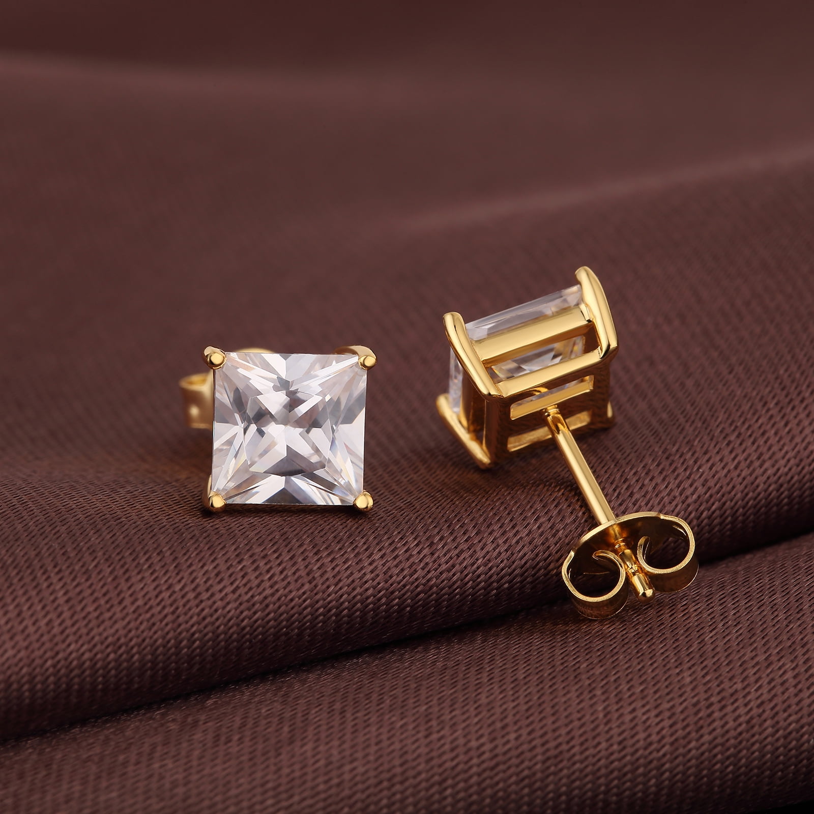 Men Earrings Gold Square Earrings for Men Women Stud Earrings Square Diamond Earrings Square Cubic Zirconia Earrings Gold Stud Earrings Square Gold