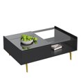 thumbnail image 4 of MODERNLUXE High Gloss Coffee Table with Storage,Rectangle Lift Top Coffee Table with Glass Top & LED Lights for Home Office,Black, 4 of 7