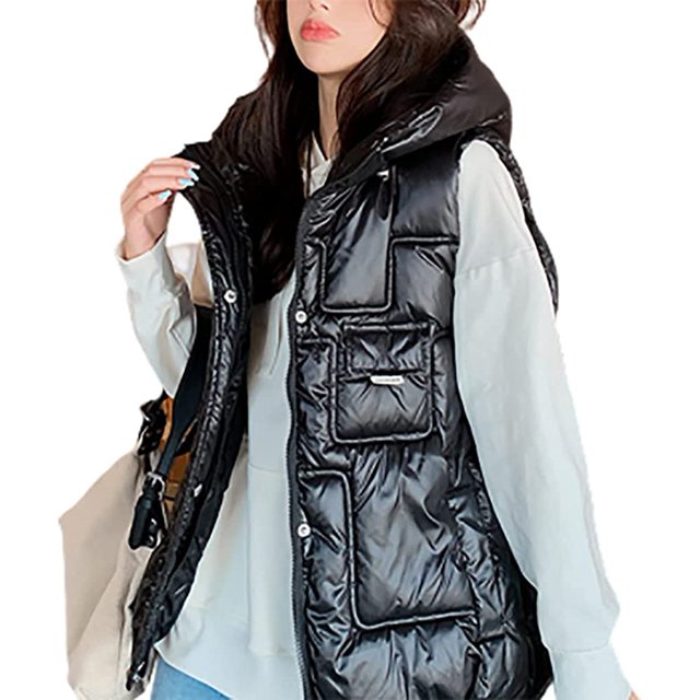 LinYooLi Gilet Matelassé pour Femmes Sans Manches d'Hiver Doudoune Manteaux Veste à la Mode 2022
