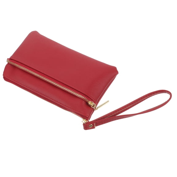 FONDOTIN Women Wallet Purse Zipper Red 1Pack