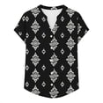 thumbnail image 5 of Ounisa Women's Loose V Neck Button Placket Drop Shoulder Sleeve Allover Print Casual Breathable Blouse, 5 of 5