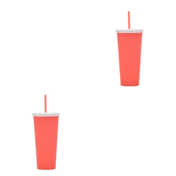 Yuarrent Vaso de paja de plástico de doble capa de Color caramelo, botella de agua de leche de café de estilo Simple, vasos esmerilados Type3 NO3
