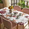thumbnail image 3 of Brown Starfish Coastal Table Cloths for 6 Foot Rectangle Tables, Coral Nautical Summer Ocean Patio Waterproof Elastic Fitted Tablecloths, Washable Rectangular Table Cover for Camping, 3 of 8