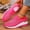 Hot Pink, variant on Crunowin Women's Diamond Wedge Shoes, Fashion Casual Fly Knit Design Rhinestone Decor Lightweight Beach Footwear Black 7