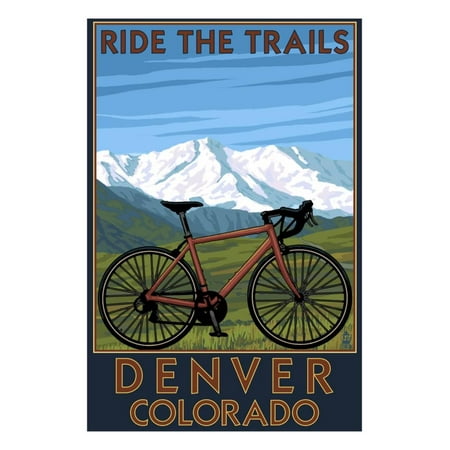 Denver, Colorado - Mountain Bike Scene Print Wall Art By Lantern