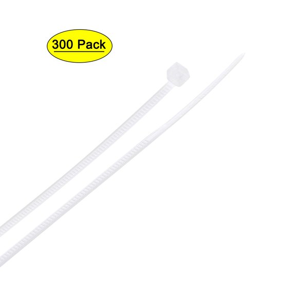 Unique Bargains 300pcs Cable Zip Ties, 4 Inch x 0.07 Inch Self-Locking Nylon Tie Wraps White