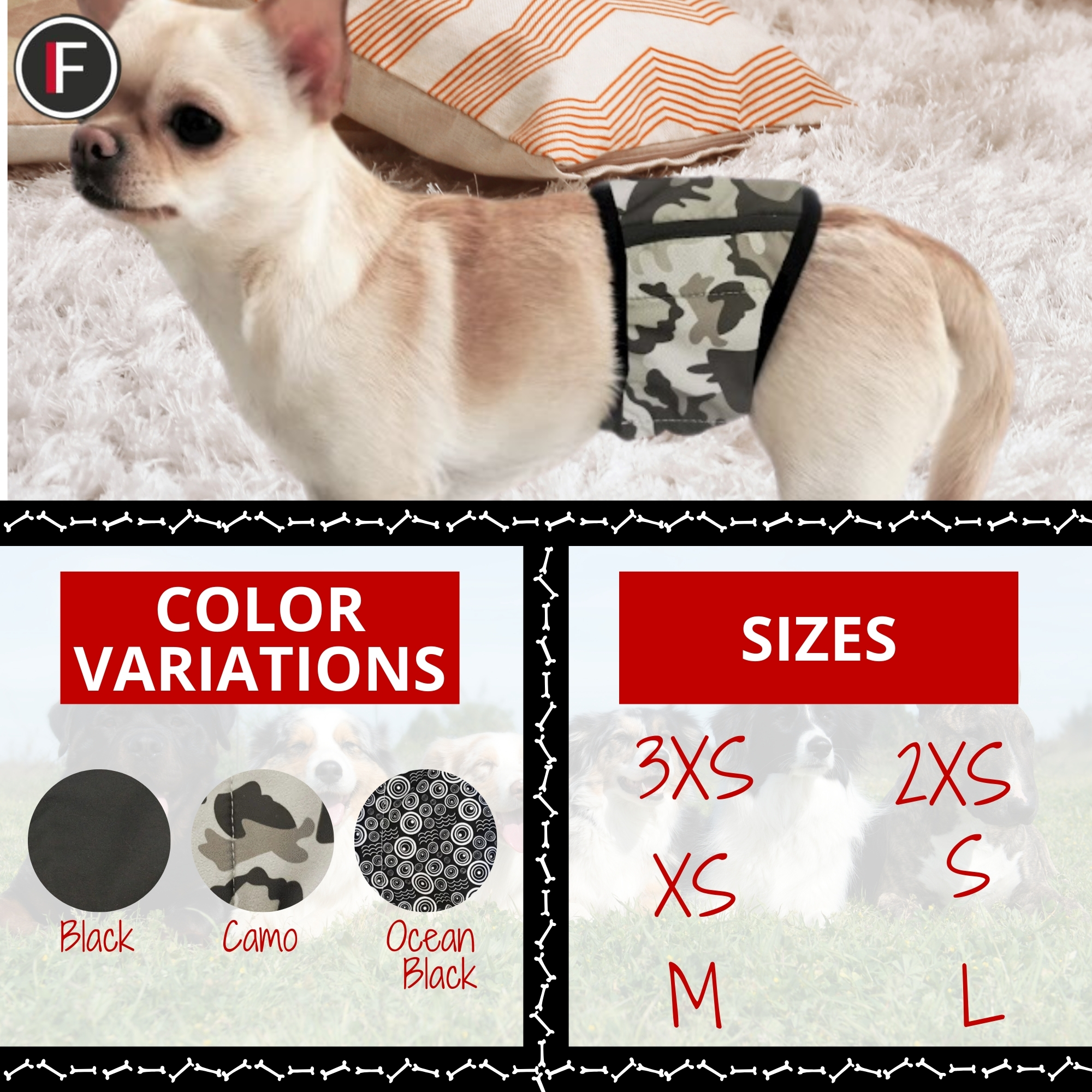 Teamoy Reusable Male Dog Diaper – Washable Belly Band – Puppy Training Padded Wrap – All Sizes
